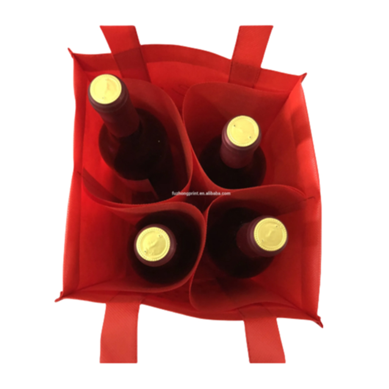 Bolsa de vino roja no tejida